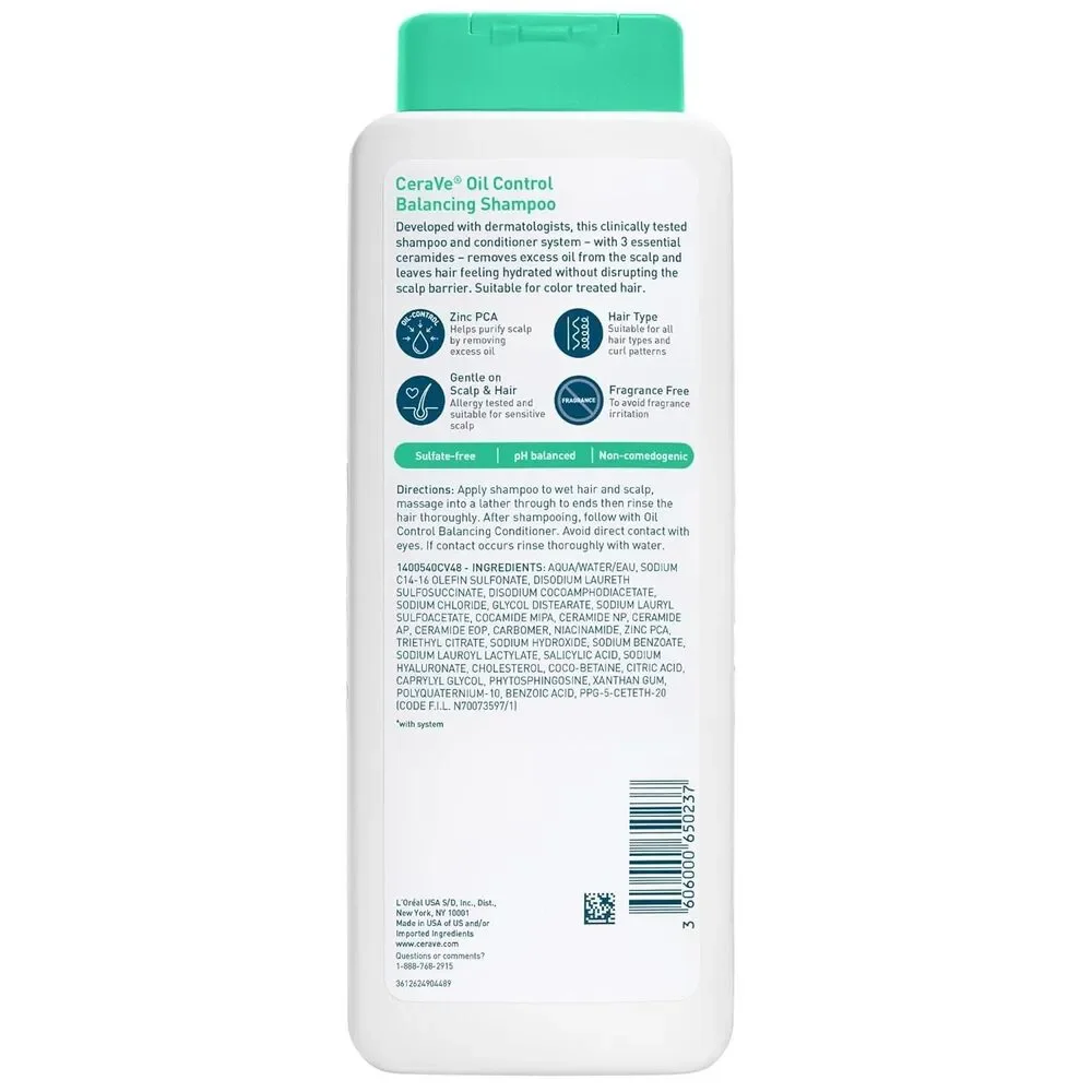CeraVe Oil Control Shampoo Clarifying Shampoo Hyaluronic Acid Hydration 12oz